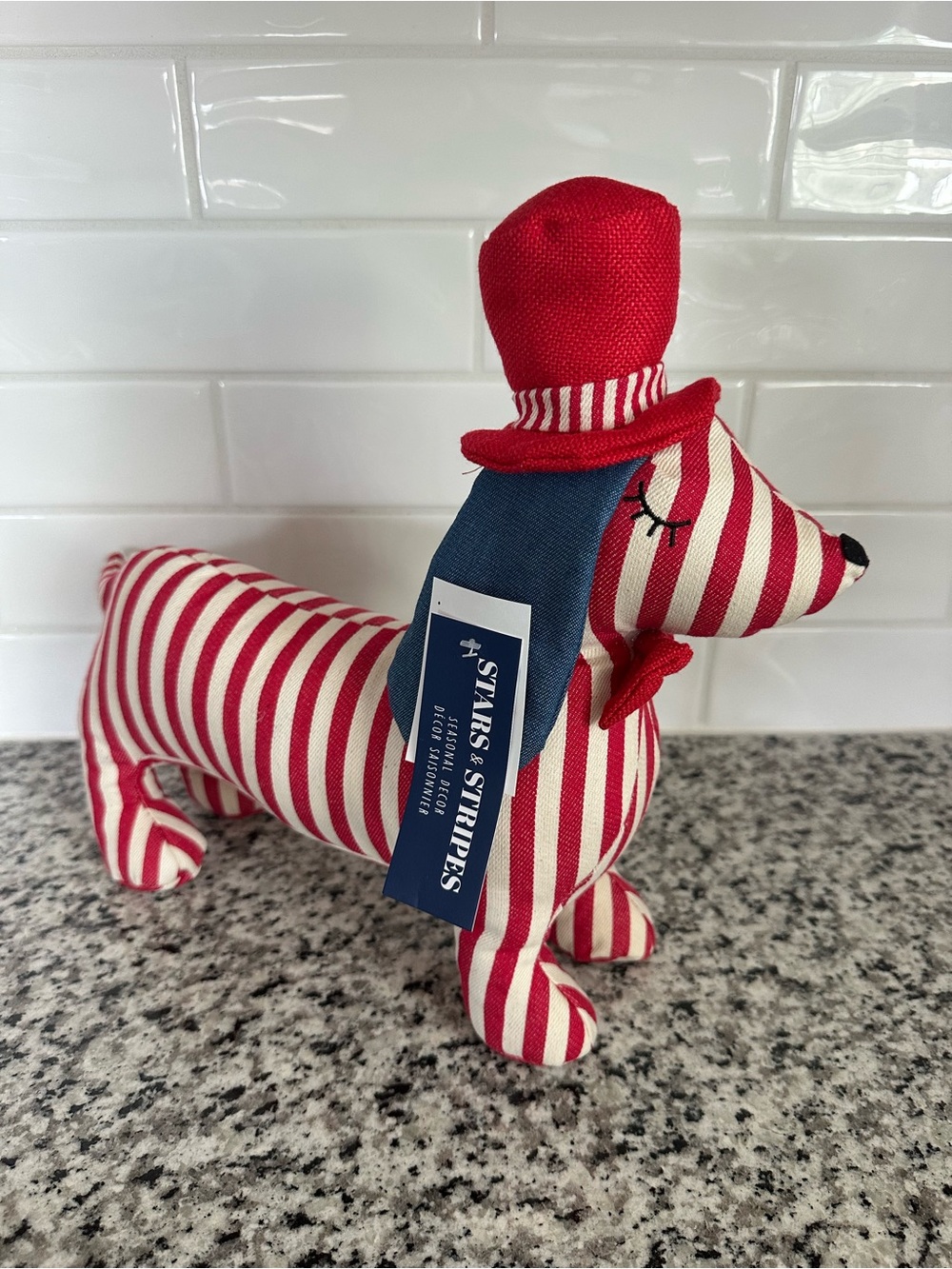 Fourth of July Striped Dachshund Holiday Doorstop